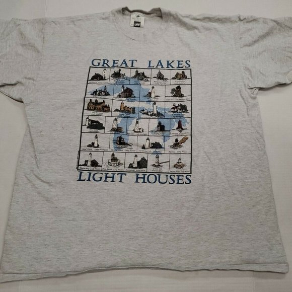 Lee Other - Great Lakes Light Houses Lee Graphic T-Shirt XXL